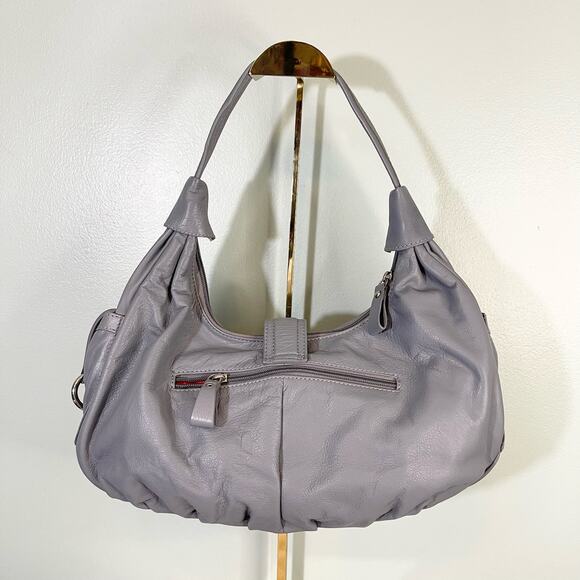 Michael Rome Italian Genuine Leather Shoulder Hobo Satchel Bag Gray - Picture 7 of 10